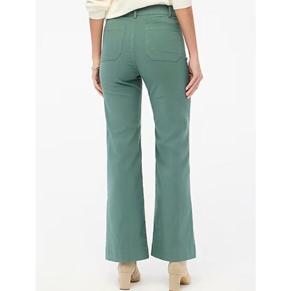 NWT J. Crew High Rise Patch Pocket Wide Leg Pants 25 0 Green Linen BW803 J.Crew - Picture 2 of 6